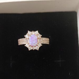 Bomb Party Rare Retro Rose Fire Opal Rosegold Cz Accents Size 11